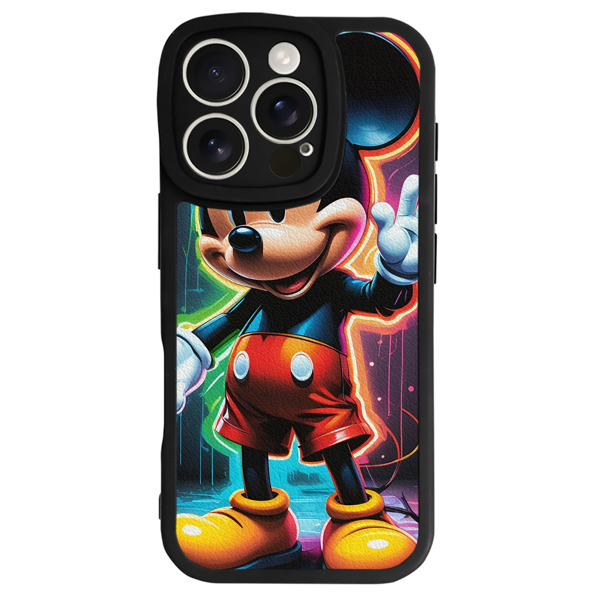 （画像用） ミッキーマウス Mickey Mouse 【iPhone 16シリーズ対応】シリコンスマホケース（レザー調） 材質：シリコン
